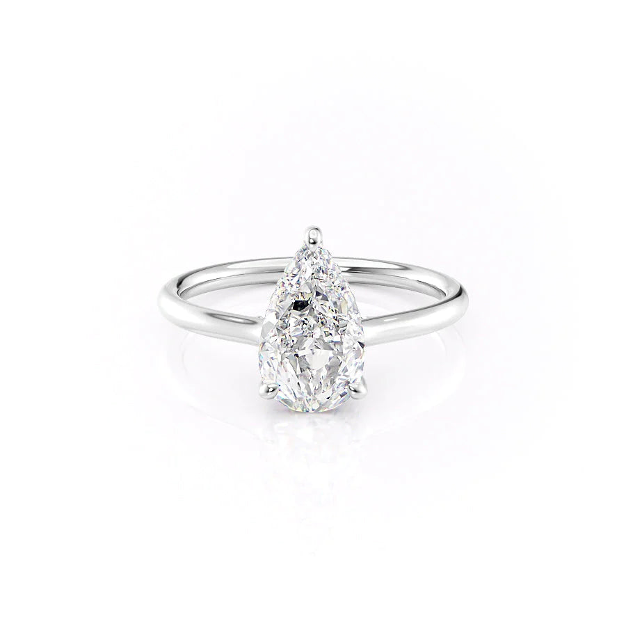 The Emily Set With Pear Solitaire Lab Diamond 1 Carat 14K White#material_14k-white