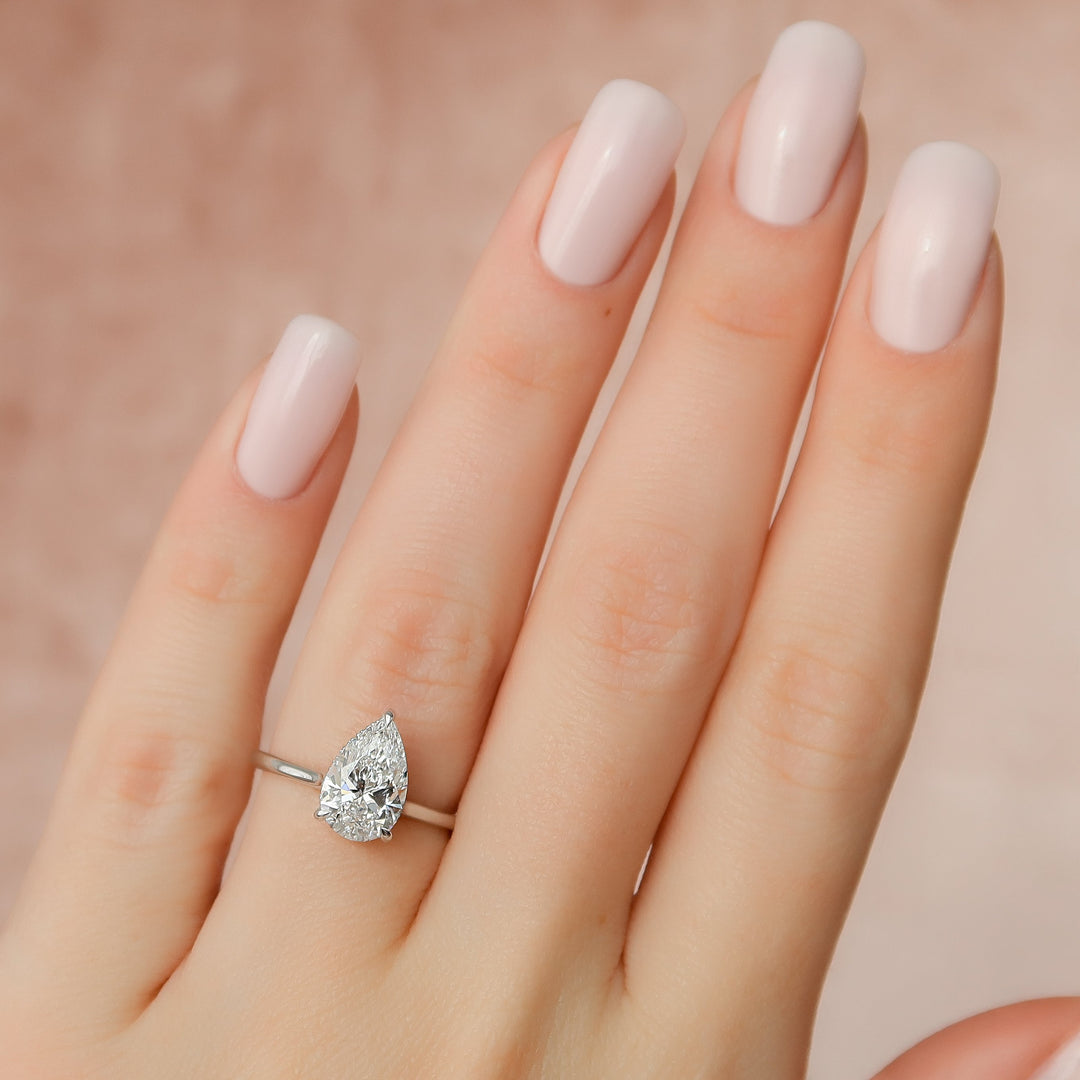 The Emily Set With Pear Solitaire Lab Diamond 2 Carat 14K White#material_14k-white