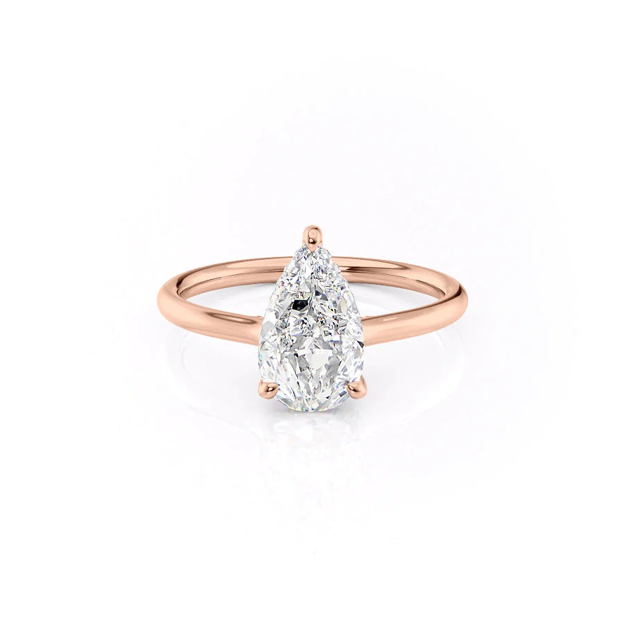 The Emily Set With Pear Solitaire Lab Diamond 1 Carat 18K Rose#material_18k-rose