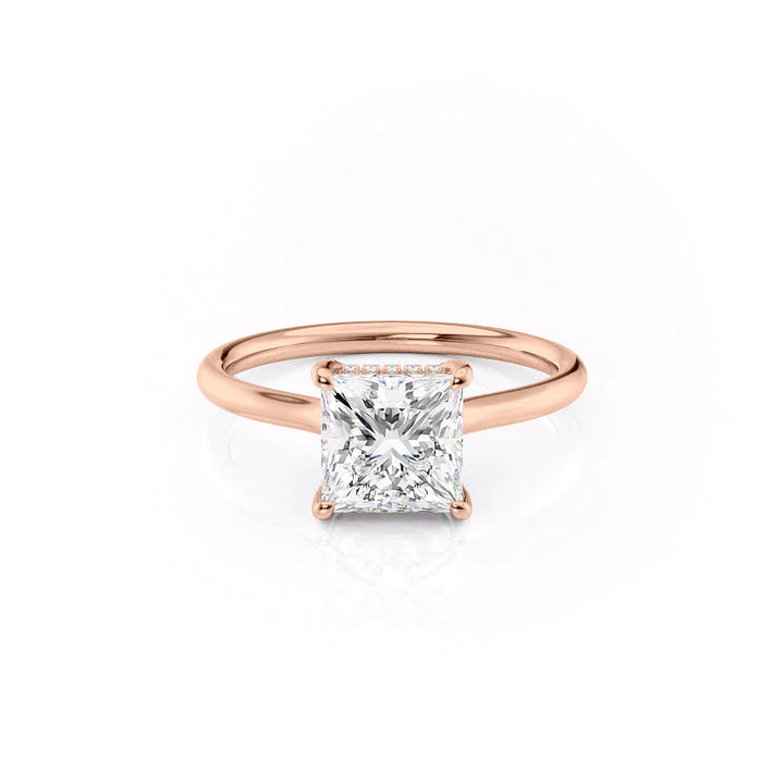 The Emily Set With Princess Solitaire Lab Diamond 1 Carat 14K Rose#material_14k-rose