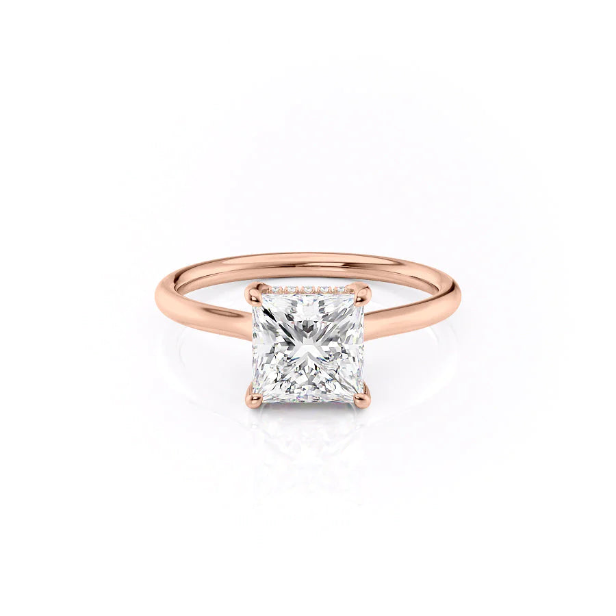 The Emily Set With Princess Solitaire Moissanite#material_14k-rose