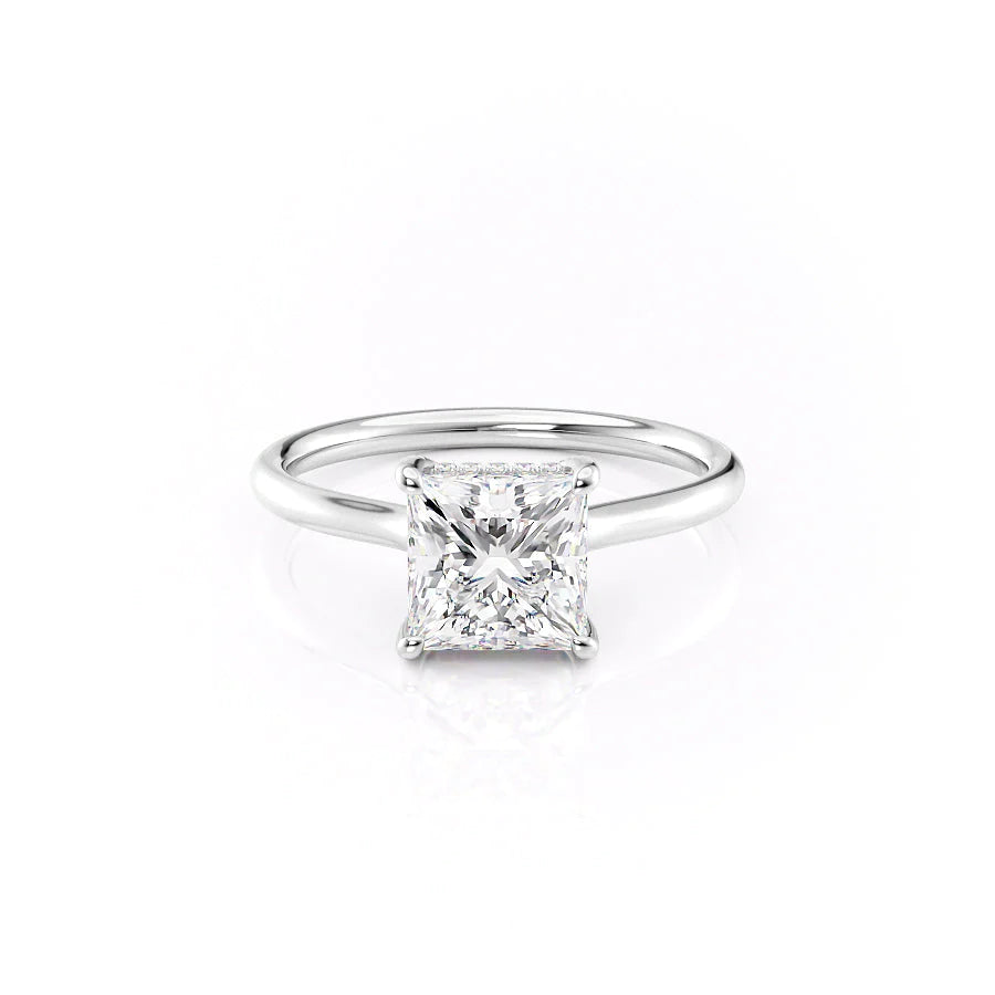 The Emily Set With Princess Solitaire Lab Diamond 1 Carat 14K White#material_14k-white