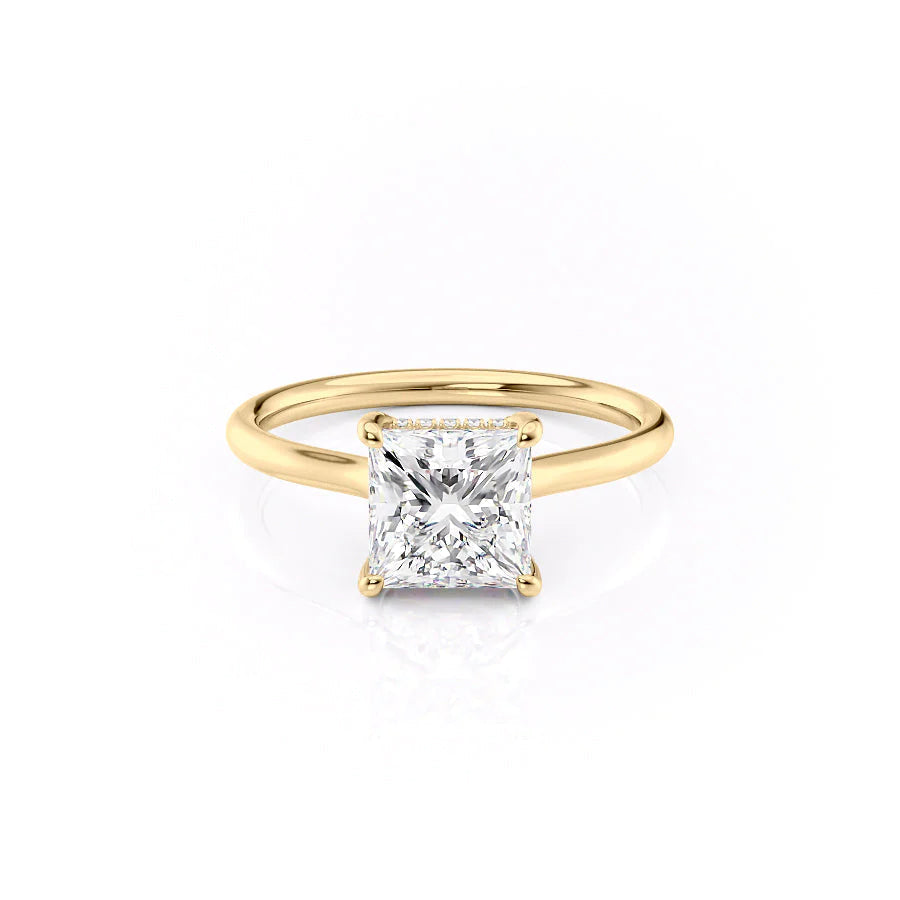 The Emily Set With Princess Solitaire Lab Diamond 1 Carat 18K Gold#material_18k-gold