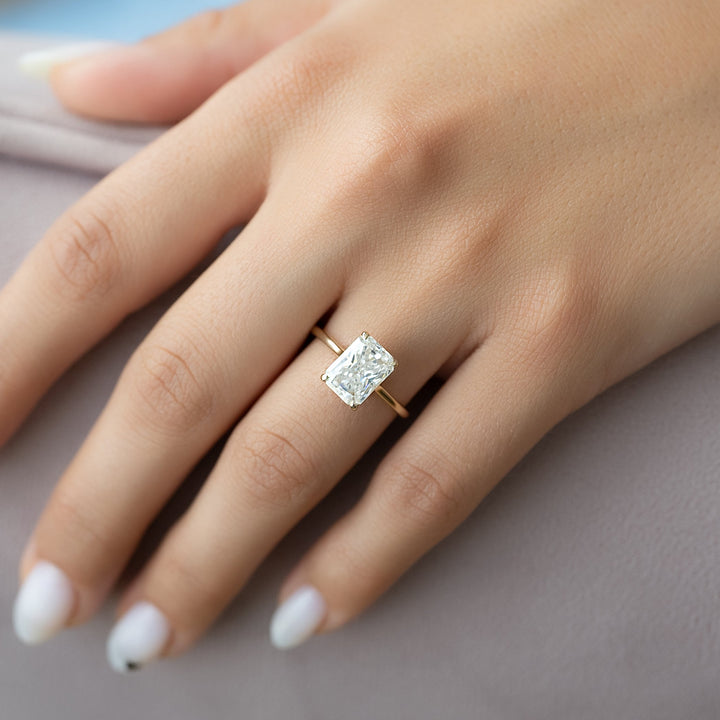 The Emily Set With Radiant Solitaire Lab Diamond 2 Carat 14K Gold#material_14k-gold