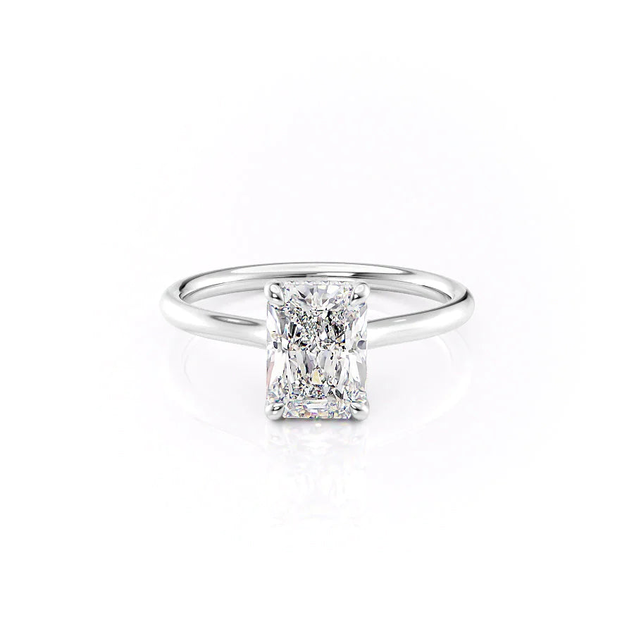 The Emily Set With Radiant Solitaire Lab Diamond 1 Carat 14K White#material_14k-white