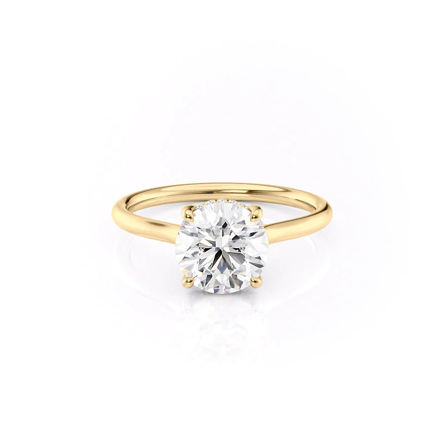 The Emily Set With Round Solitaire Moissanite#material_14k-gold