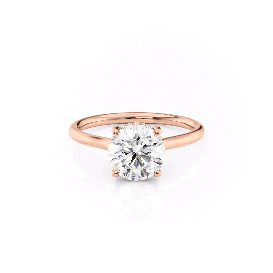 The Emily Set With Round Solitaire Lab Diamond 1 Carat 14K Rose#material_14k-rose