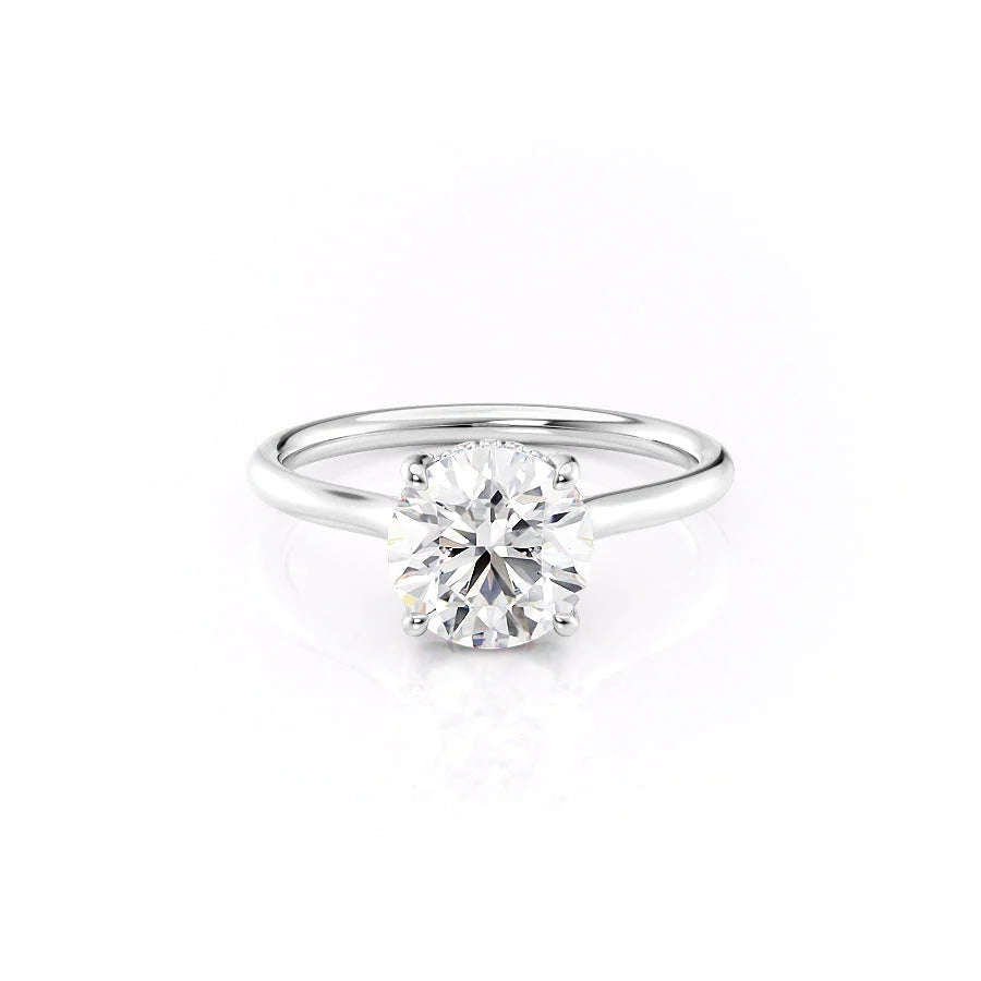 The Emily Set With Round Solitaire Lab Diamond 1 Carat 14K White#material_14k-white