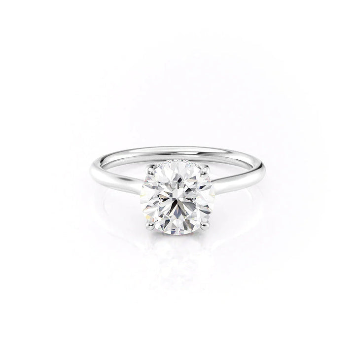 The Emily Set With Round Solitaire Lab Diamond 1 Carat 14K White#material_14k-white