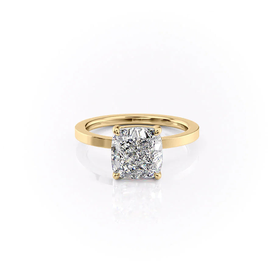 The Estella Set With Cushion Solitaire Lab Diamond 1 Carat 14K Gold#material_14k-gold