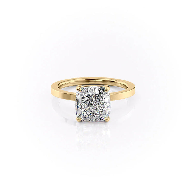 The Estella Set With Cushion Solitaire Lab Diamond 1 Carat 14K Gold#material_14k-gold