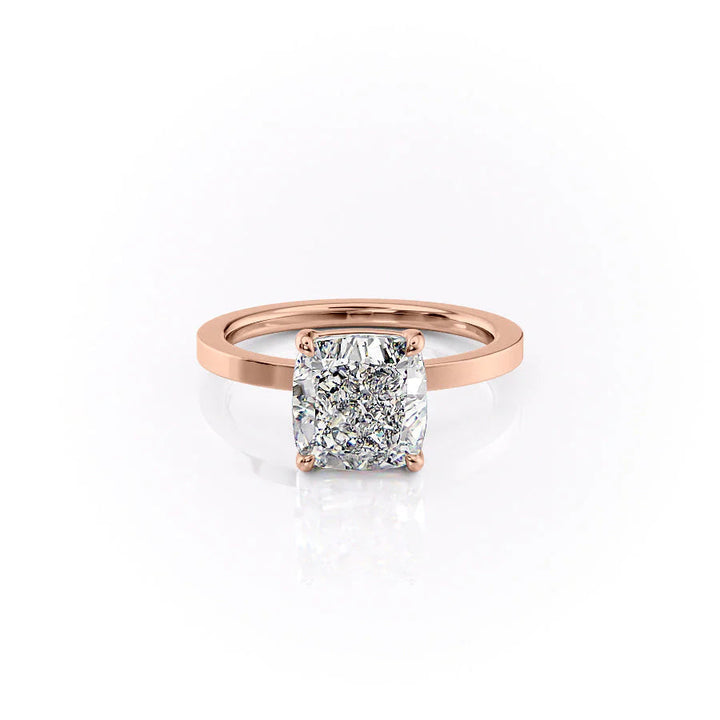 The Estella Set With Cushion Solitaire Lab Diamond 1 Carat 14K Rose#material_14k-rose