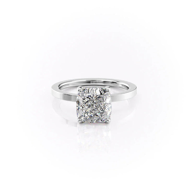 The Estella Set With Cushion Solitaire Lab Diamond 1 Carat 14K White#material_14k-white