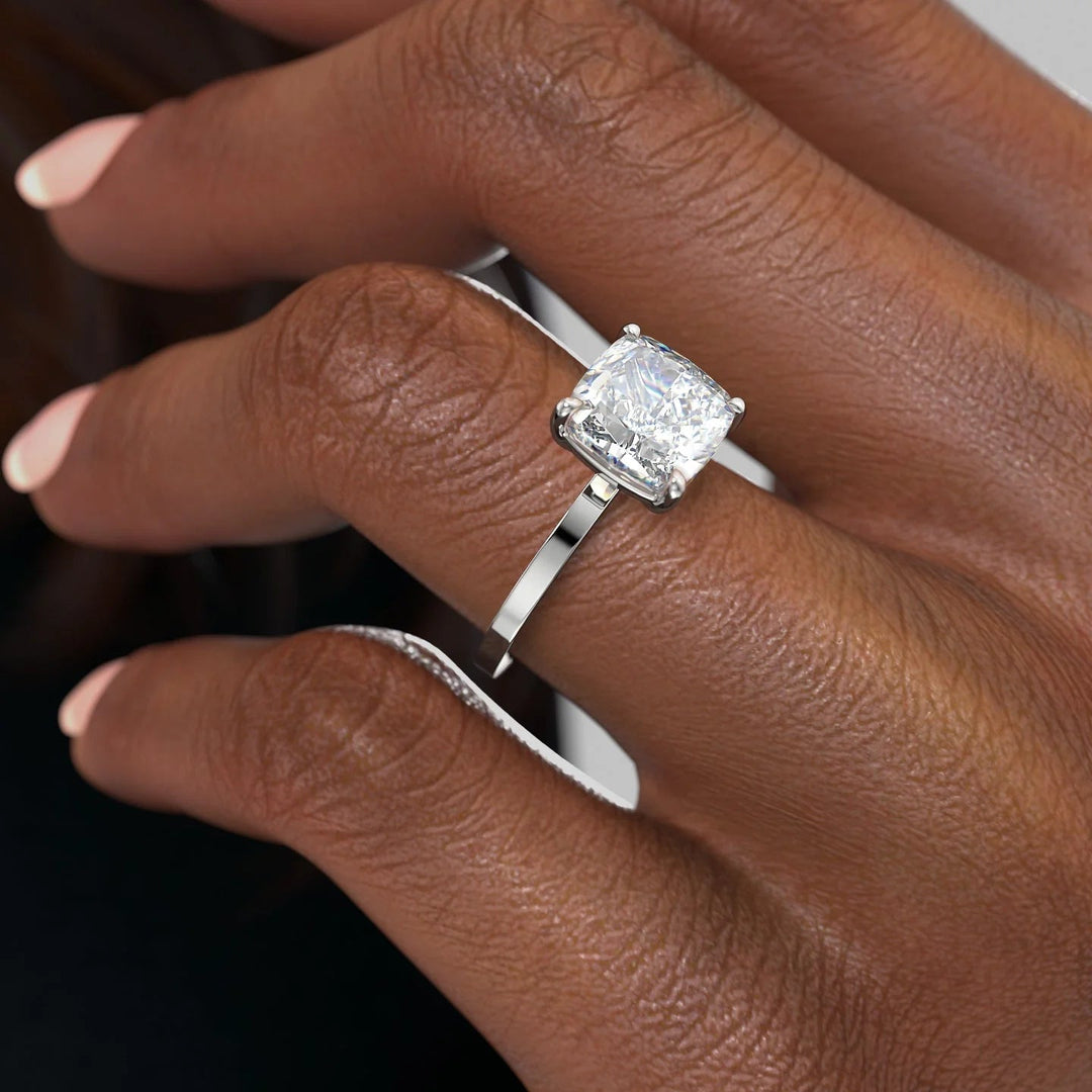 The Estella Set With Cushion Solitaire Moissanite#material_14k-white