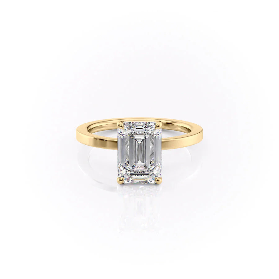 The Estella Set With Emerald Solitaire Moissanite#material_14k-gold