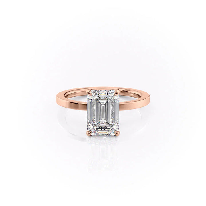 The Estella Set With Emerald Solitaire Moissanite#material_14k-rose