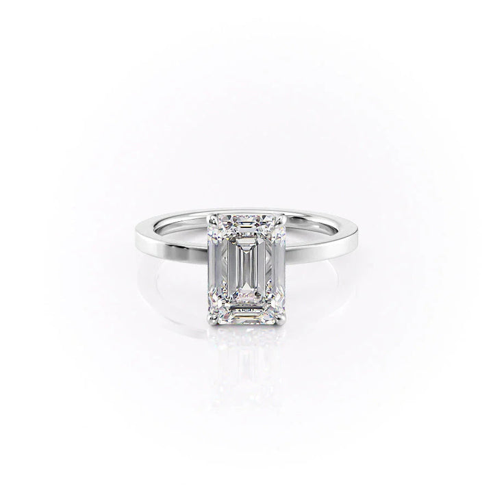 The Estella Set With Emerald Solitaire Moissanite#material_14k-white