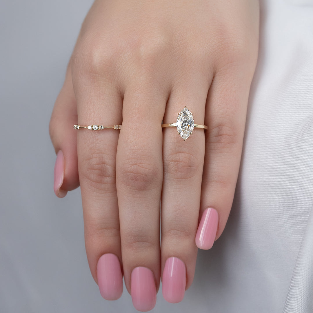 The Estella Set With Marquise Solitaire Lab Diamond 2 Carat 14K Gold#material_14k-gold