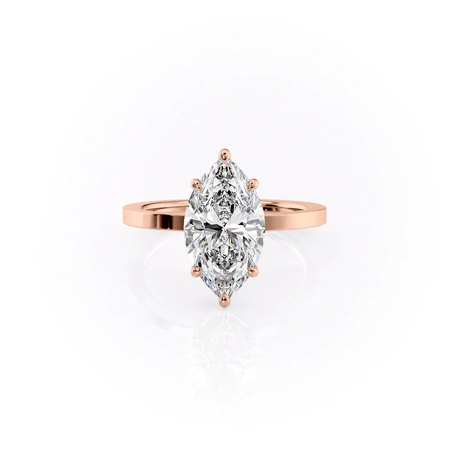 The Estella Set With Marquise Solitaire Lab Diamond 1 Carat 14K Rose#material_14k-rose