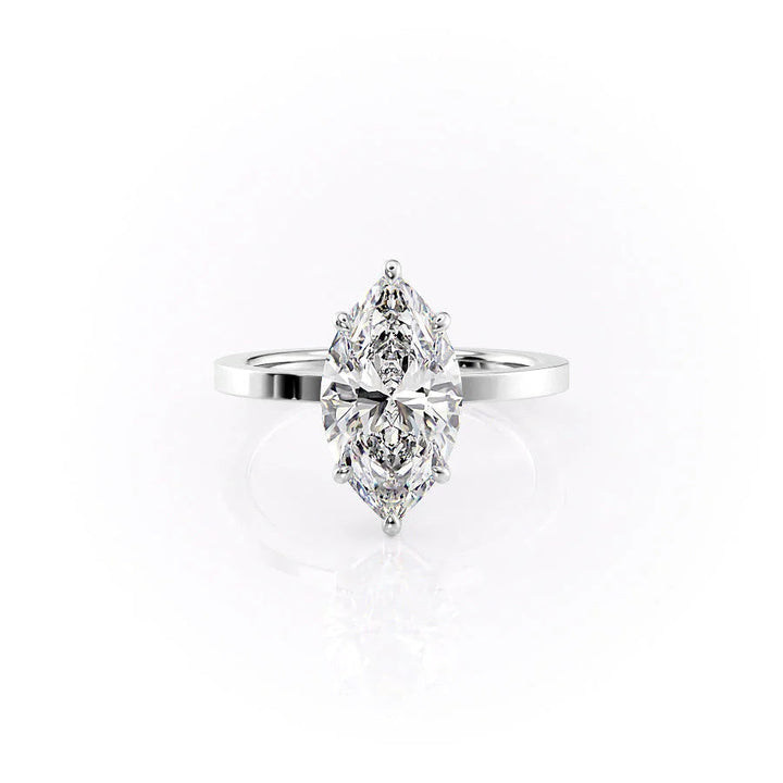 The Estella Set With Marquise Solitaire Lab Diamond 1 Carat 14K White#material_14k-white