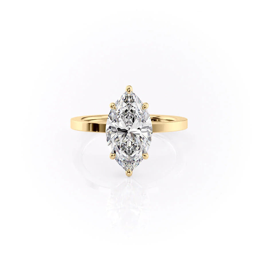 The Estella Set With Marquise Solitaire Lab Diamond 1 Carat 18K Gold#material_18k-gold