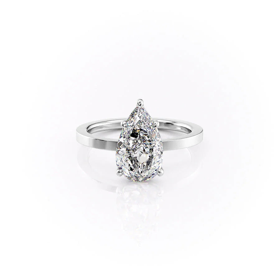 The Estella Set With Pear Solitaire Lab Diamond 1 Carat 14K White#material_14k-white