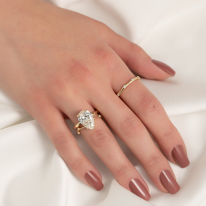 The Estella Pear Lab Diamond Moissanite Engagement Ring *Shown with 4 ct #material_gold