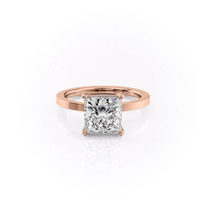 The Estella Set With Princess Solitaire Lab Diamond 1 Carat 14K Rose#material_14k-rose