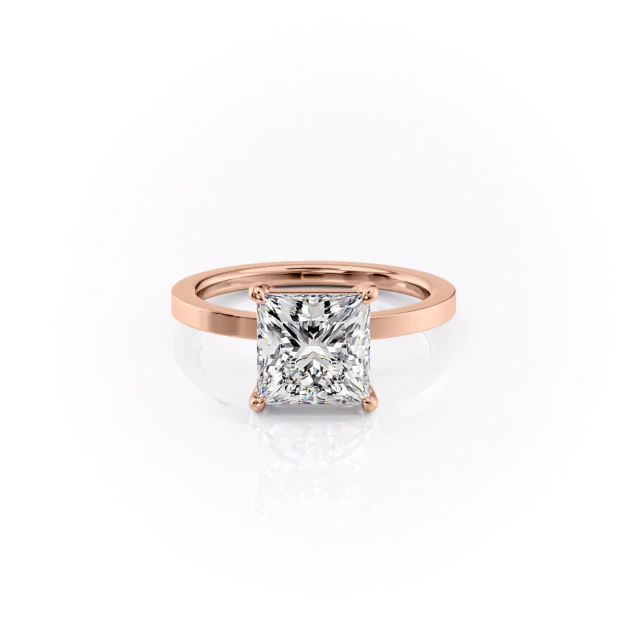 The Estella Set With Princess Solitaire Moissanite#material_14k-rose