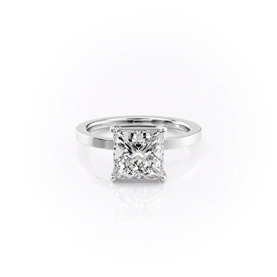 The Estella Set With Princess Solitaire Lab Diamond 1 Carat 18K White#material_18k-white