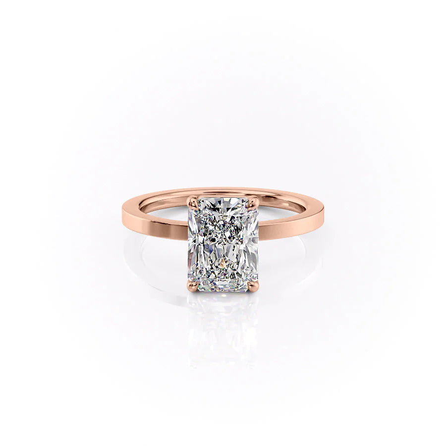 The Estella Set With Radiant Solitaire Moissanite#material_14k-rose