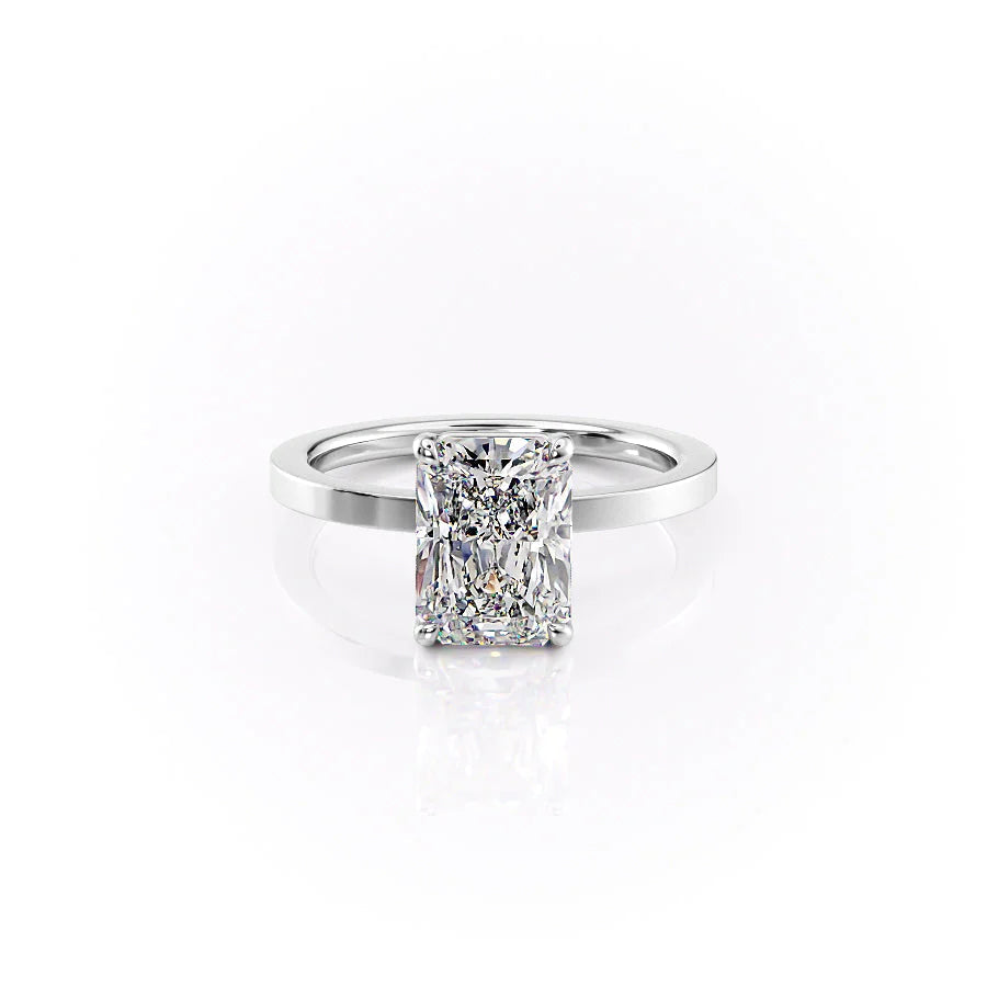 The Estella Set With Radiant Solitaire Lab Diamond 1 Carat 14K White#material_14k-white