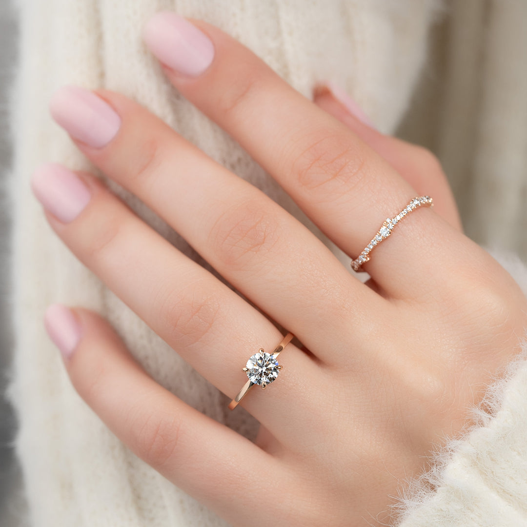 The Estella Set With Round Solitaire Lab Diamond 2 Carat 14K Rose#material_14k-rose