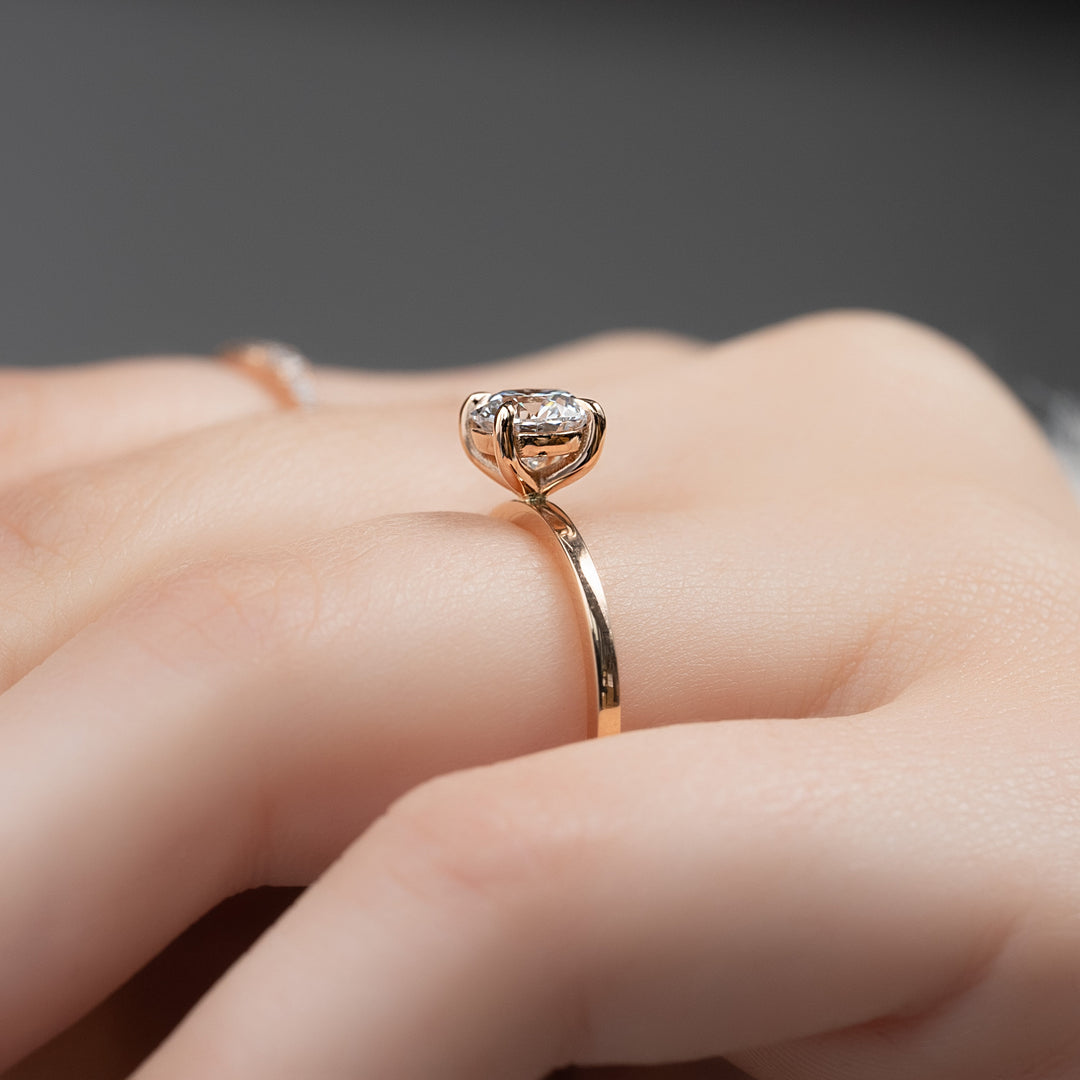 The Estella Set With Round Solitaire Moissanite#material_14k-rose