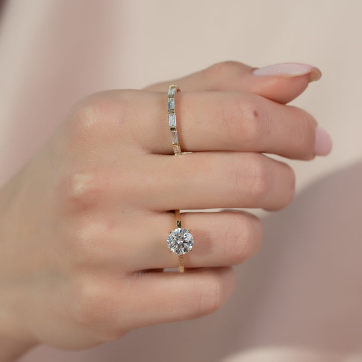 The Estella Round Lab Diamond Moissanite Engagement Ring *Shown with 1.5 ct #material_gold