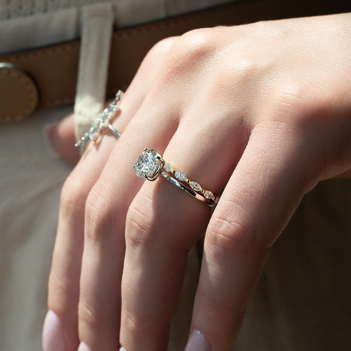 The Estella Round Lab Diamond Moissanite Engagement Ring *Shown with 2 ct #material_white