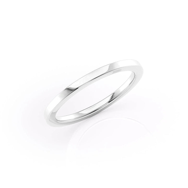 The Estella Wedding Bands Plain 14K White#material_14k-white