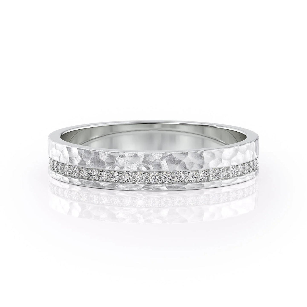 The Etan Wedding Bands Hammered 18K White#material_18k-white