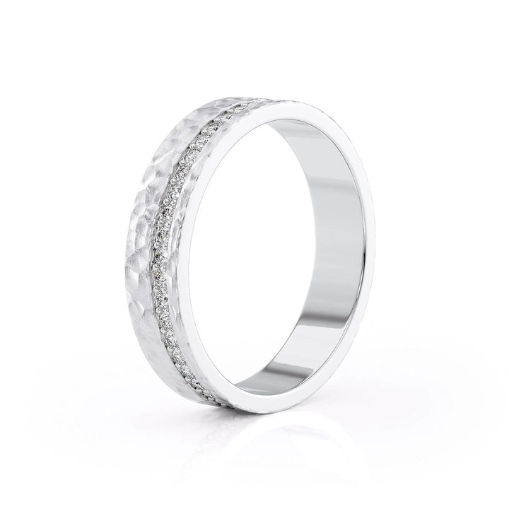 The Etan Wedding Bands Hammered 14K White#material_14k-white