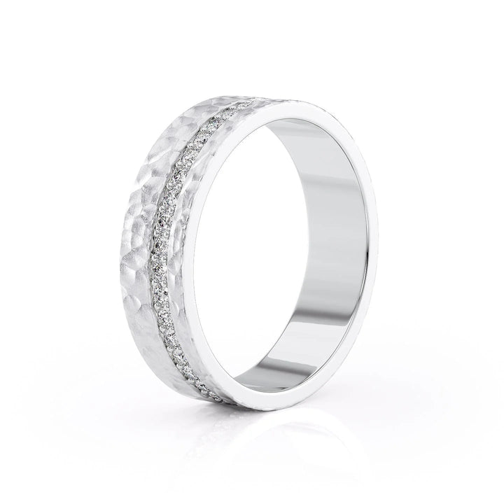 The Etan Wedding Bands Hammered 14K White#material_14k-white