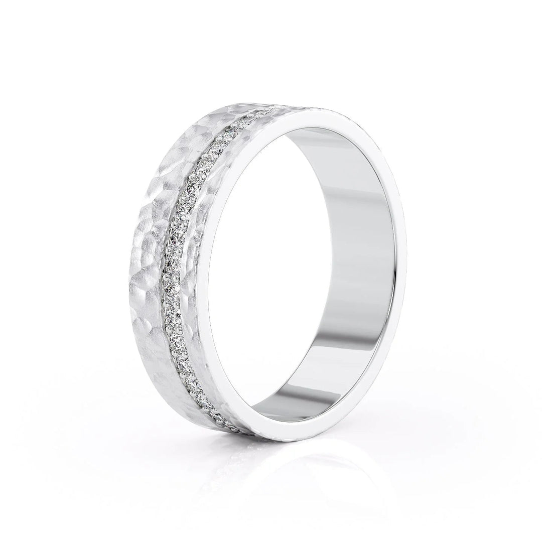 The Etan Wedding Bands Hammered 18K White#material_18k-white