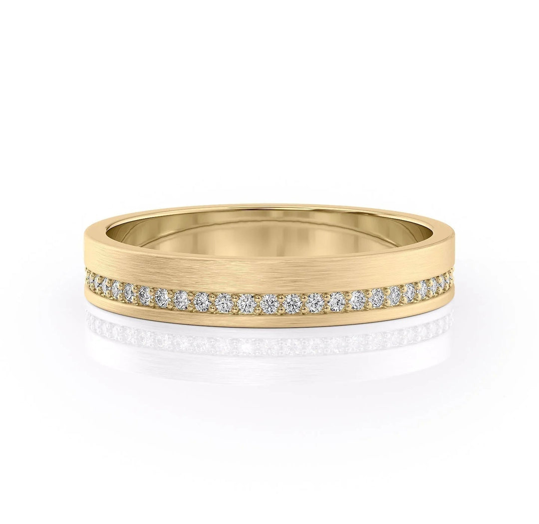 The Etan Wedding Bands Matte 14K Gold#material_14k-gold