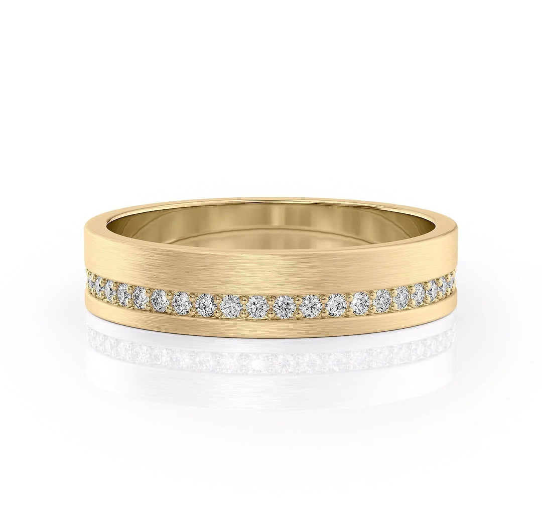 The Etan Wedding Bands Matte 14K Gold#material_14k-gold