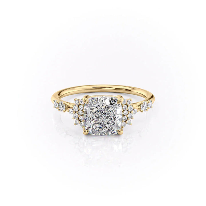 The Giselle Set With Cushion Side Stone Lab Diamond 1 Carat 14K Gold#material_14k-gold