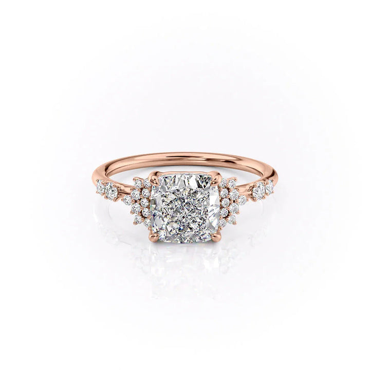 The Giselle Set With Cushion Side Stone Lab Diamond 1 Carat 14K Rose#material_14k-rose