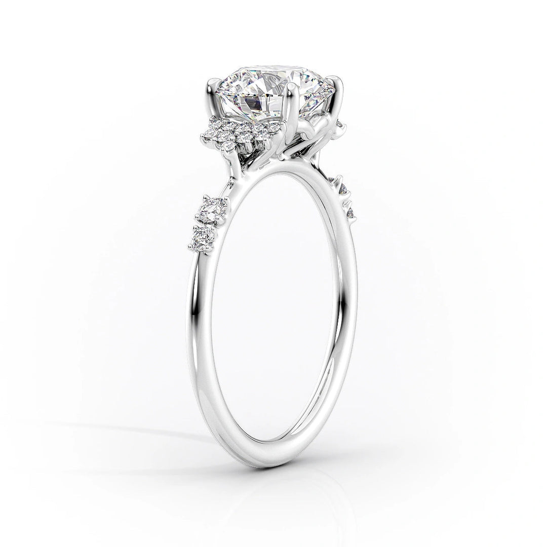 The Giselle Set With Cushion Side Stone Lab Diamond 1.5 Carat 14K White#material_14k-white