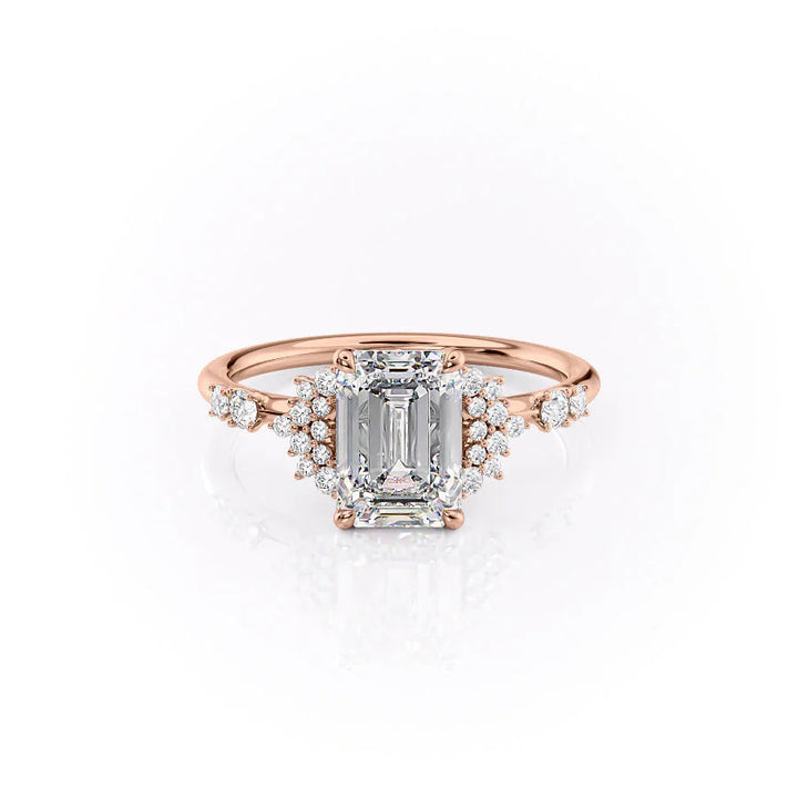 The Giselle Set With Emerald Side Stone Lab Diamond 1 Carat 14K Rose#material_14k-rose