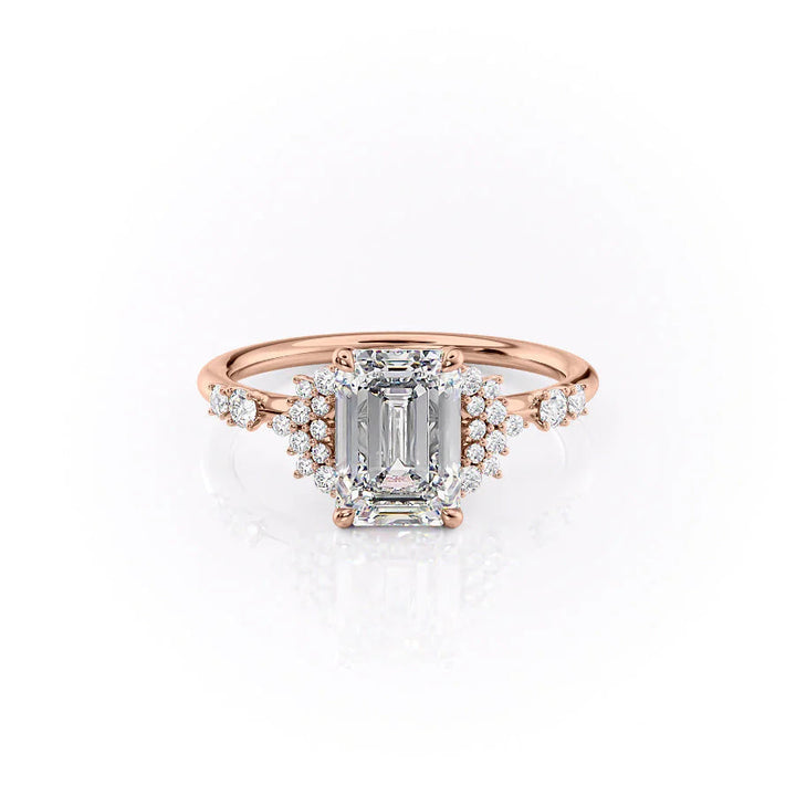 The Giselle Set With Emerald Side Stone Moissanite#material_14k-rose