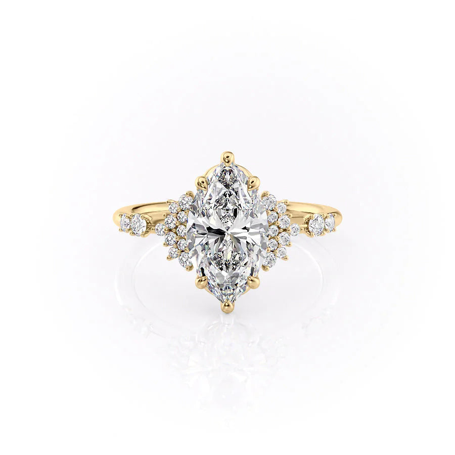 The Giselle Set With Marquise Side Stone Lab Diamond 1 Carat 14K Gold#material_14k-gold