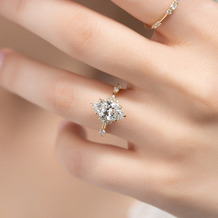 The Giselle Set With Marquise Side Stone Moissanite#material_14k-gold